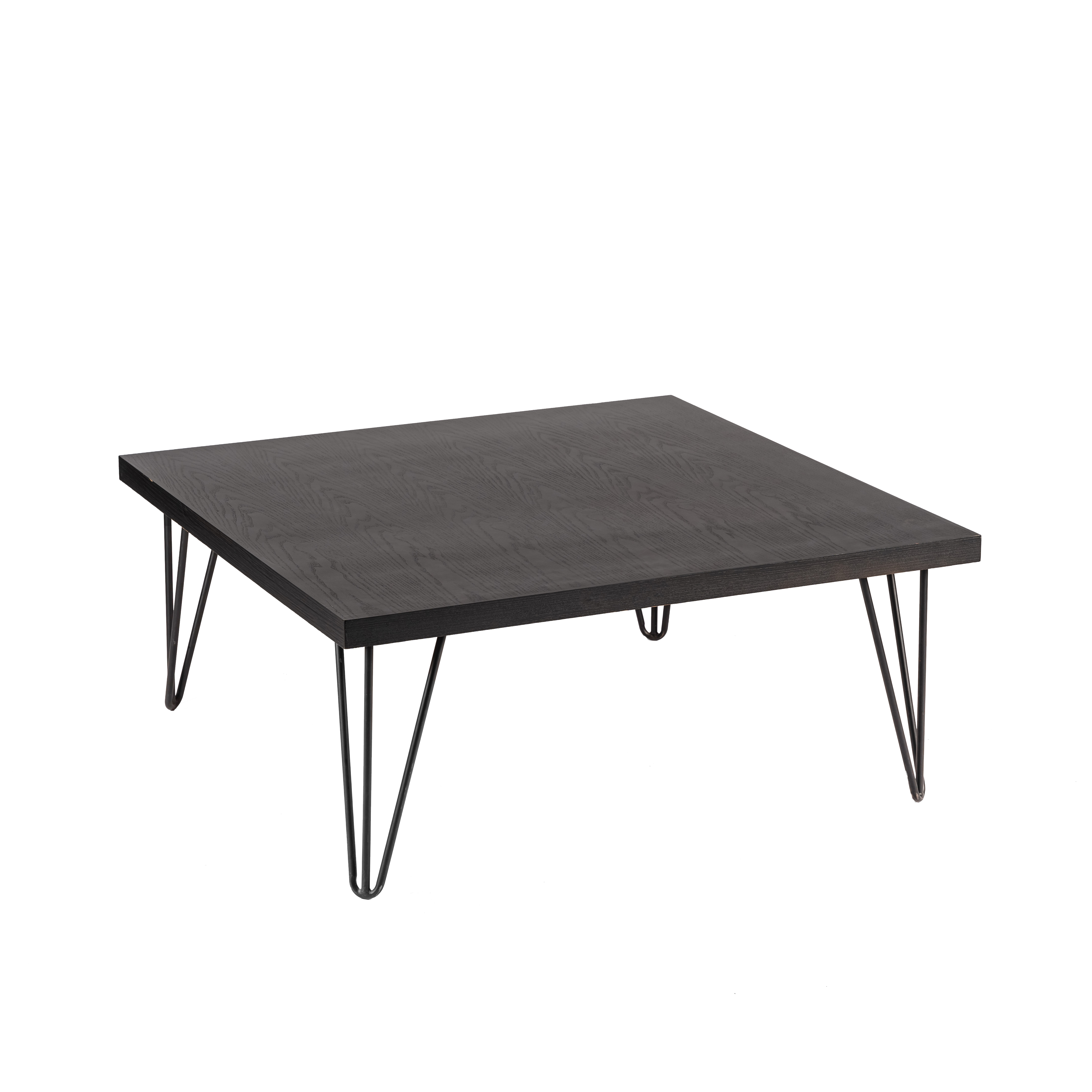 Blackwash Square coffee Table Black legs 100x100